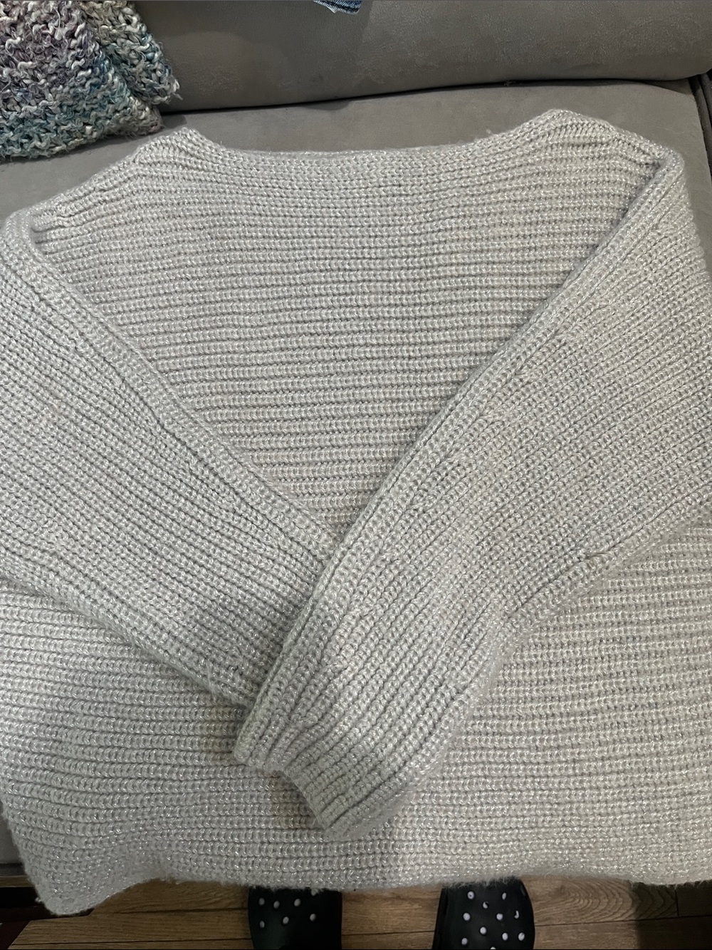 Cozy Light Gray Ribbed Women’s Sweater